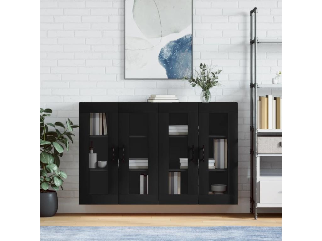 Black Engineered Wood Wardrobe