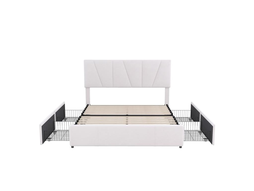Beige Velvet Bed, 160 x 200 cm