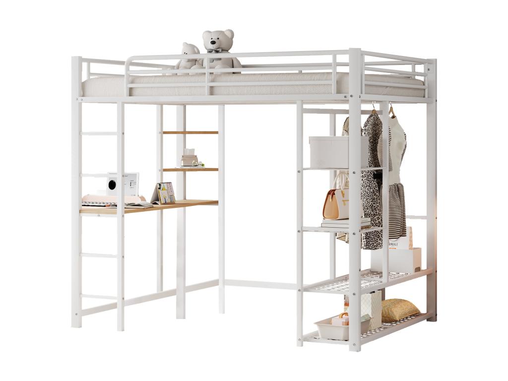 White Metal Bed, 140 x 200 cm