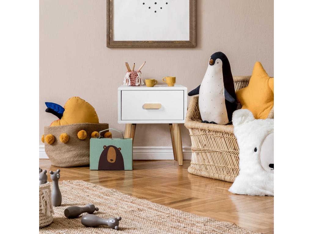 White Pine Wood Table, 44 x 35 x 35 cm