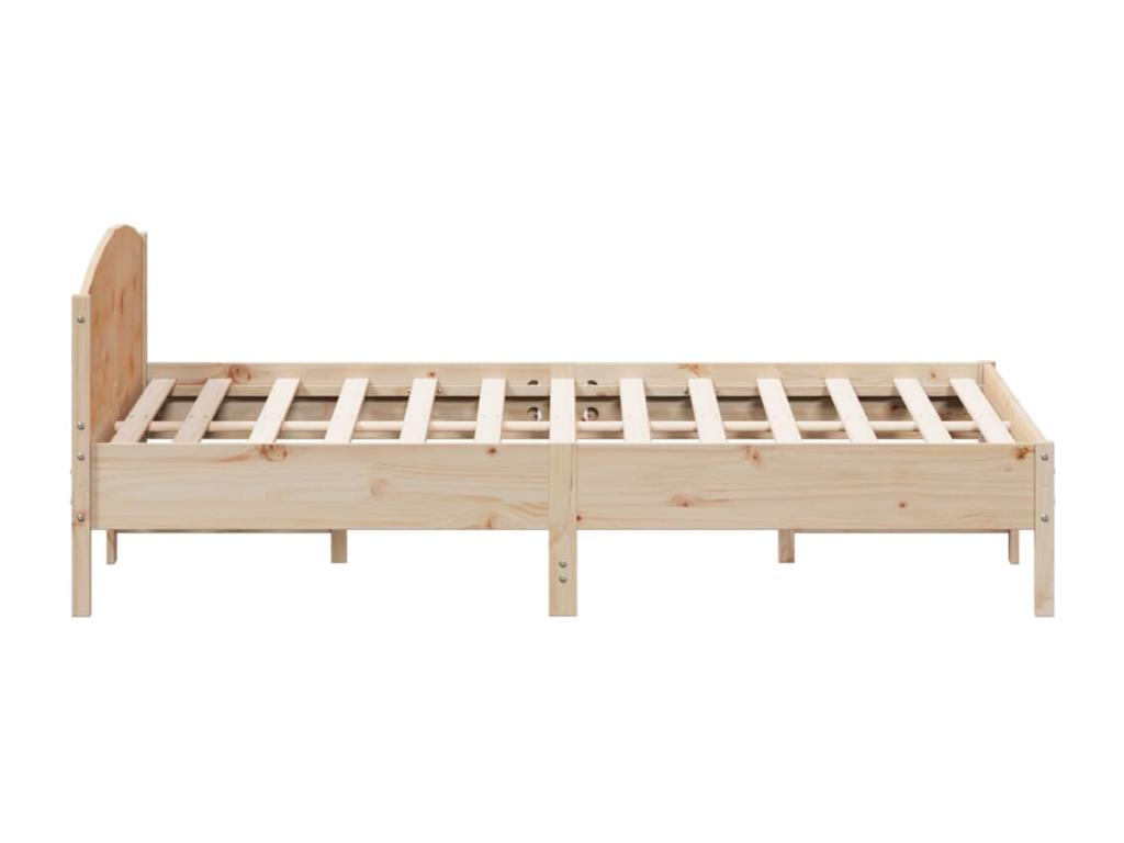 Brown Pine Wood Bed Frame, 200 x 200 cm