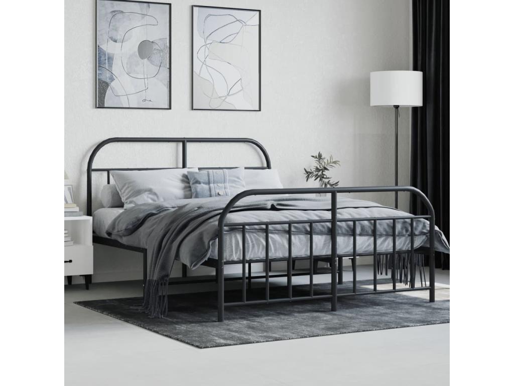 Black Metal Bed Frame, 140 x 190 cm