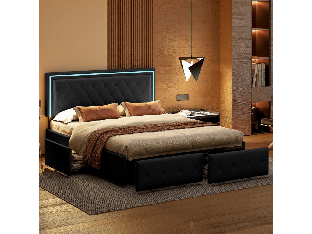 Gray Faux Leather Bed, 140 x 200 cm