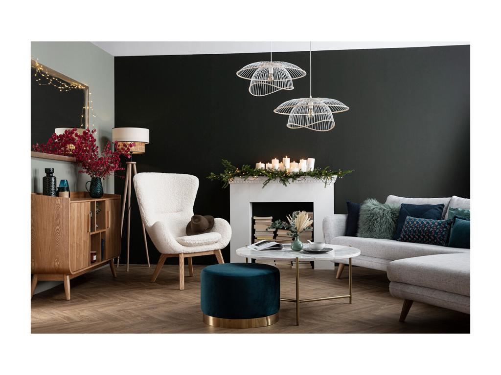 White Fabric Accent Chair