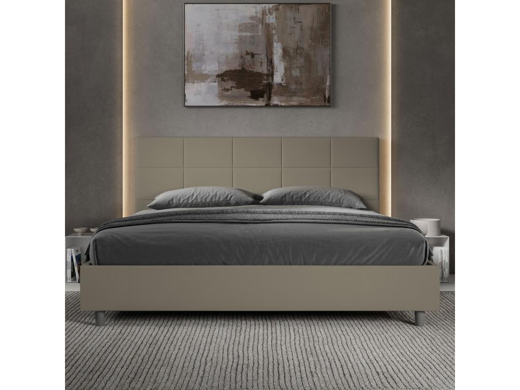 Brown Faux Leather Bed, 200 x 200 cm