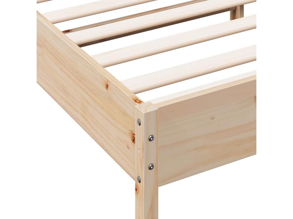Brown Pine Wood Bed Frame, 200 x 200 cm
