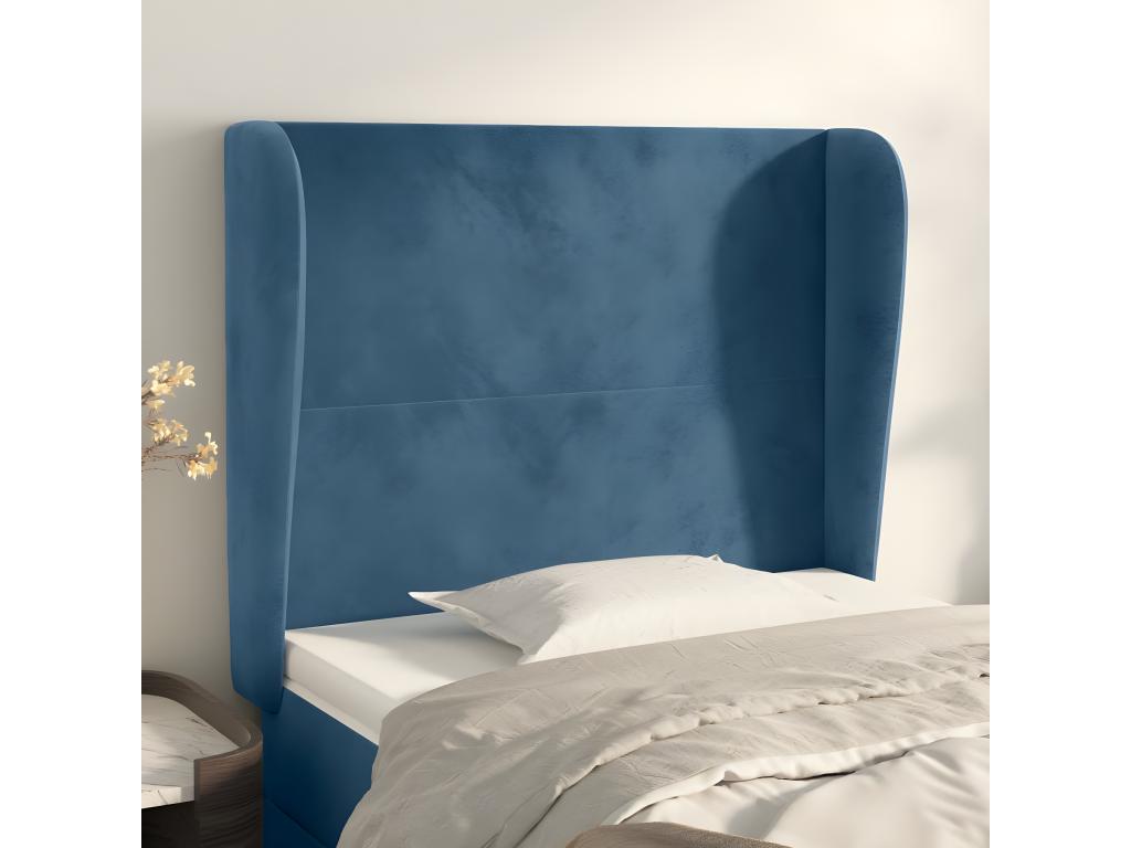Blue Velvet Bed, 93 x 23 x 118 cm