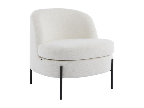 Beige Boucle Fabric Accent Chair