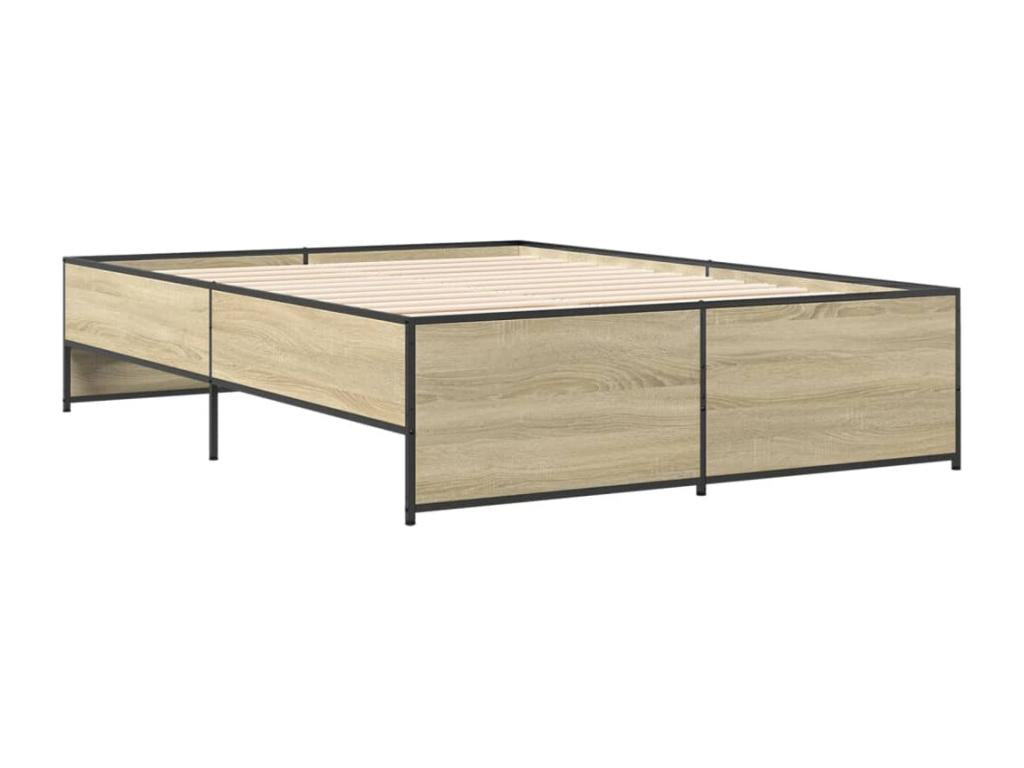 Brown Engineered Wood Bed Frame, 140 x 190 cm