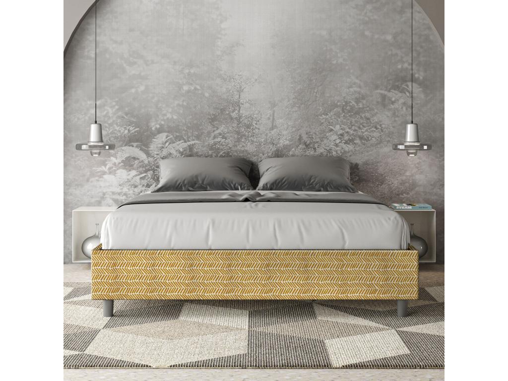 Yellow Fabric Bed, 160 x 190 cm