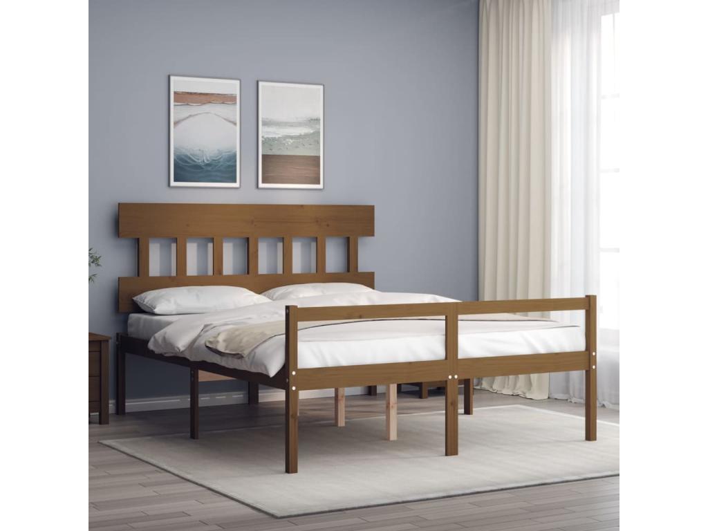 Brown Solid Wood Bed Frame