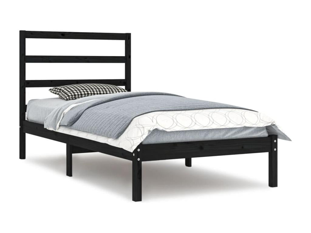 Black Pine Wood Bed Frame, 100 x 200 cm