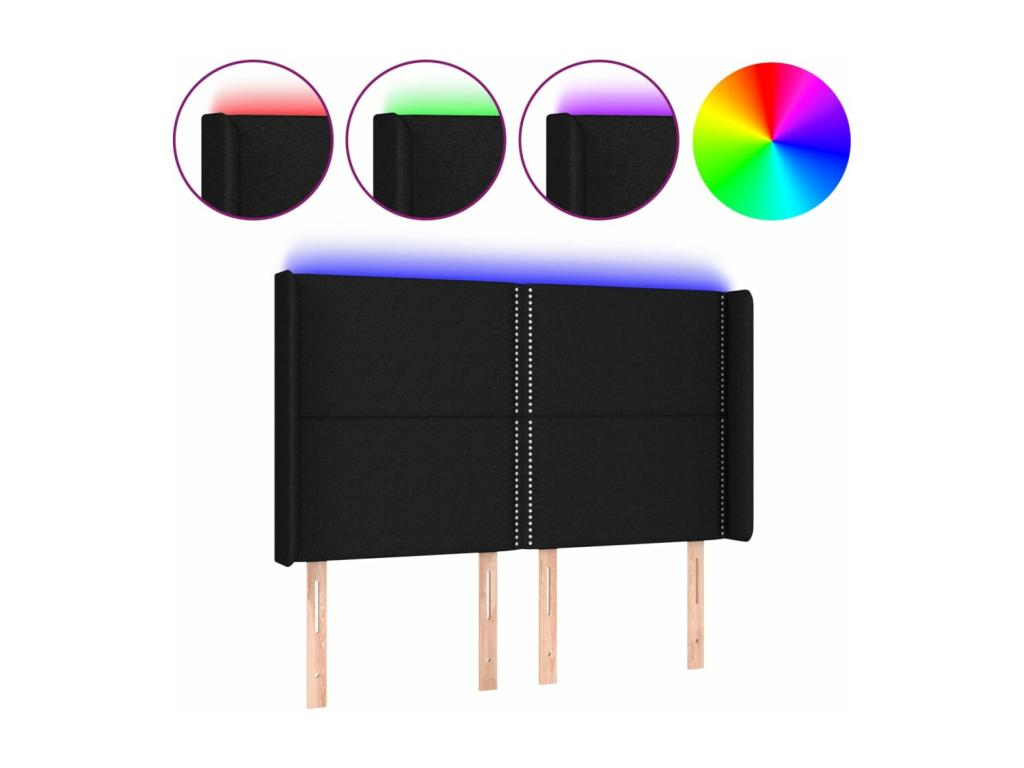 Black Fabric Bed, 147 x 16 x 118 cm