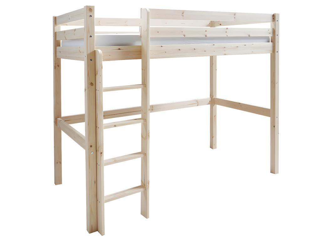 Natural Solid Wood Bed, 90 x 190 cm