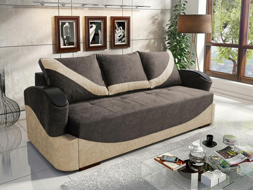 Brown Sofa Bed, 90 x 234 x 77 cm