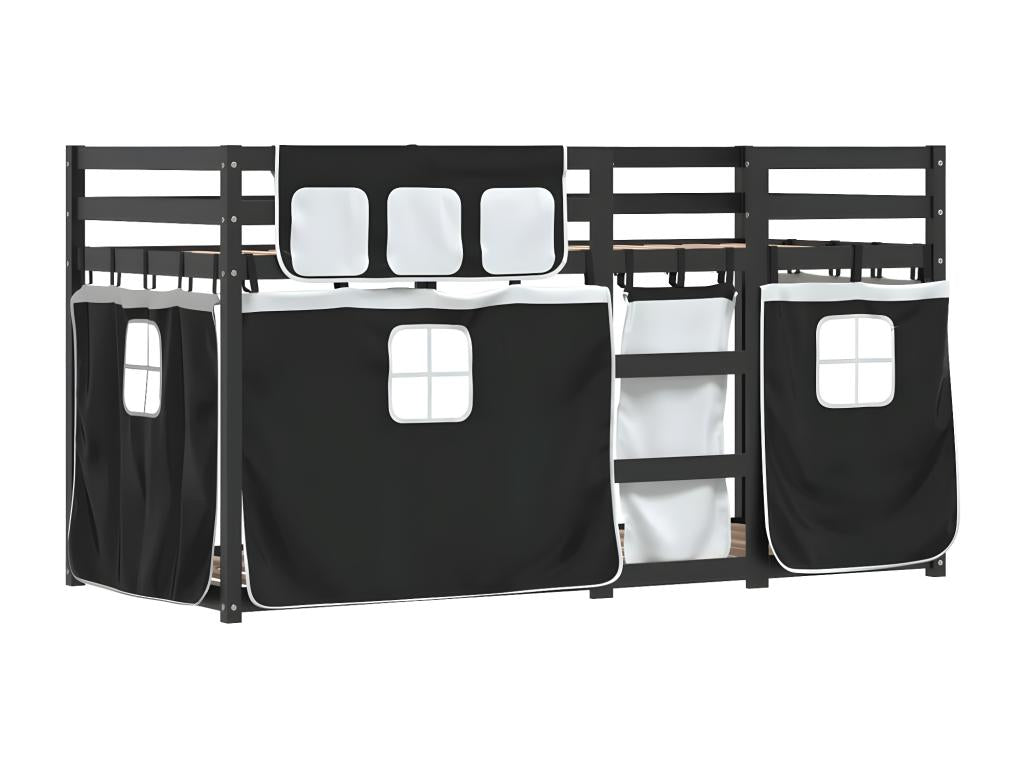 Black Pine Wood Bed, 90 x 190 cm