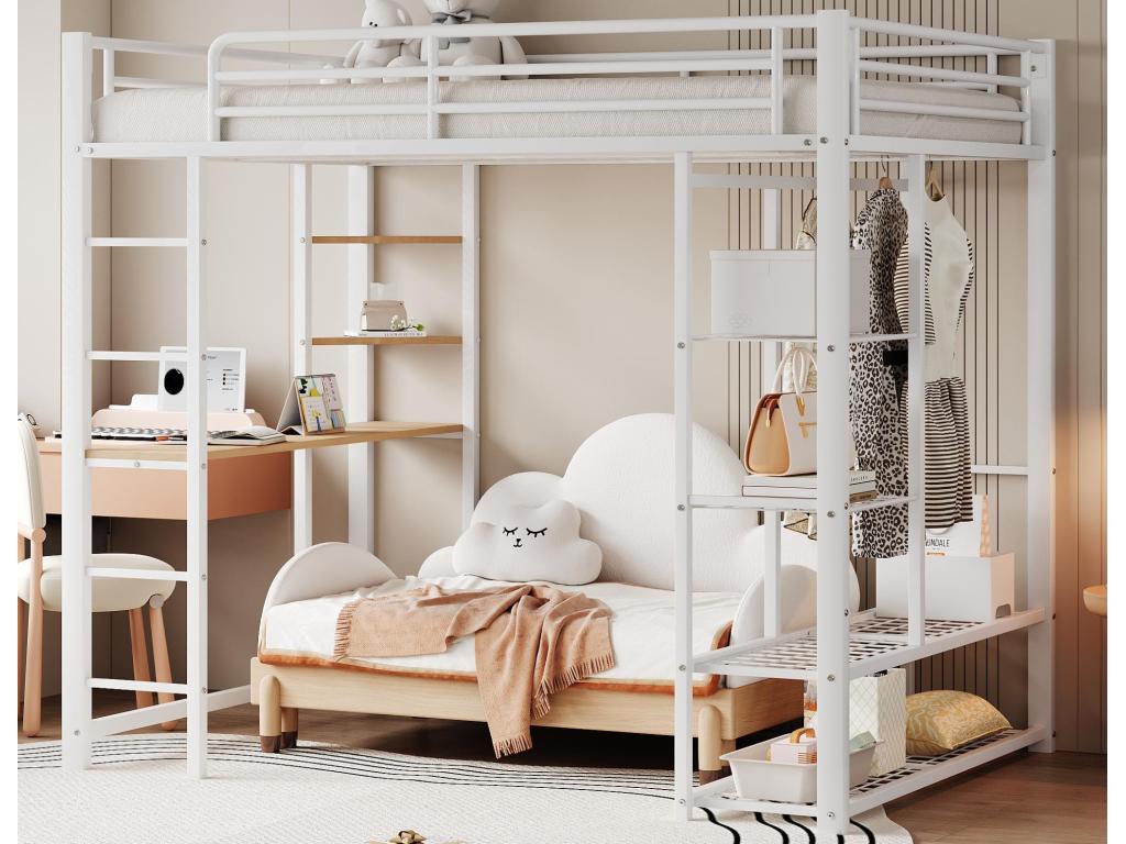 White Metal Bed, 140 x 200 cm