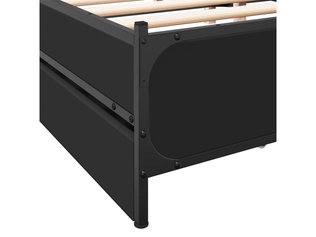 Black Engineered Wood Bed Frame, 120 x 190 cm