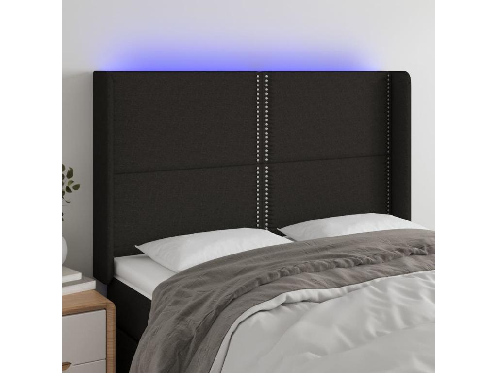 Black Fabric Bed, 147 x 16 x 118 cm