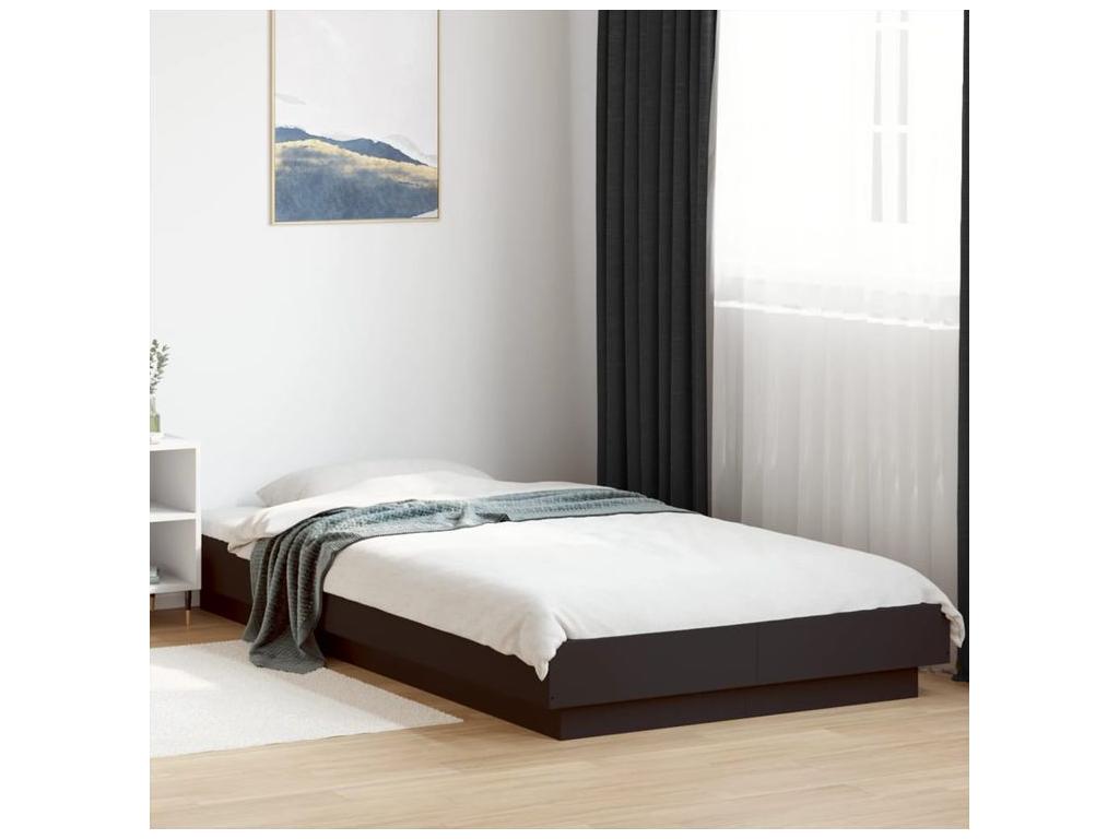 Black Engineered Wood Bed Frame, 90 x 200 cm