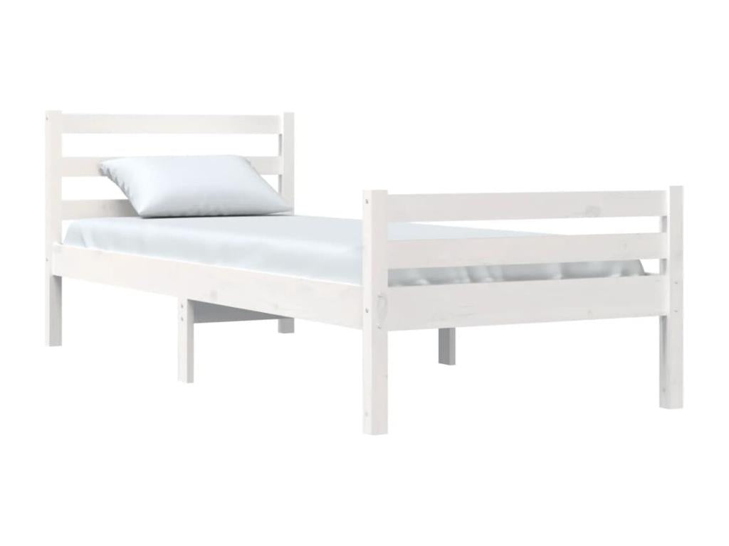 White Solid Wood Bed Frame, 90 x 190 cm