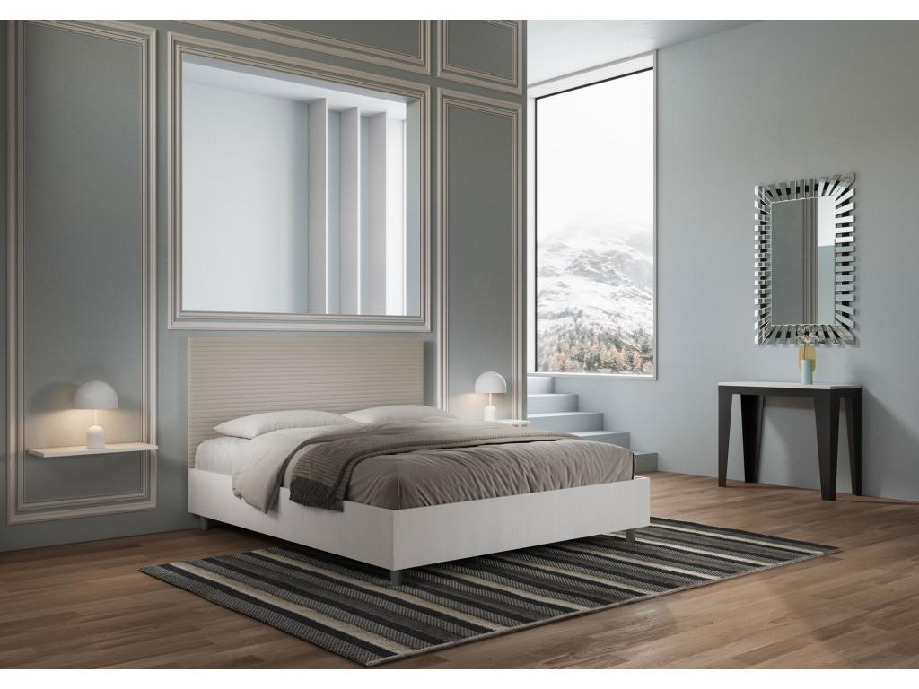 White Leather Bed, 160 x 200 cm