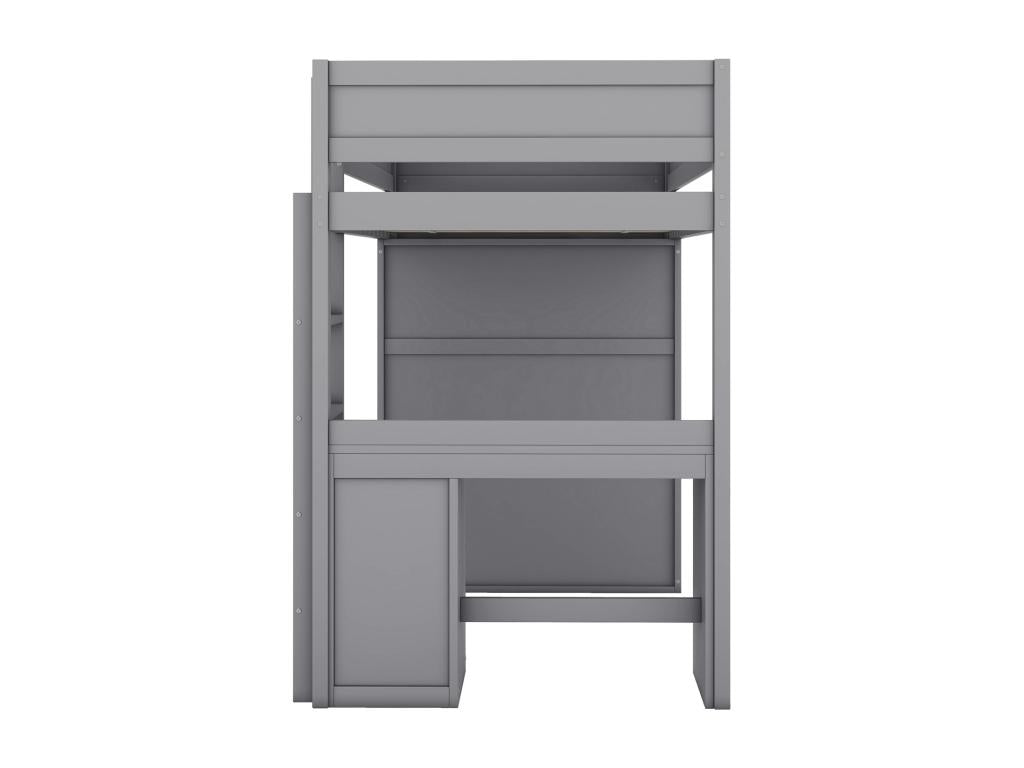 Gray Pine Wood Bed, 90 x 200 cm