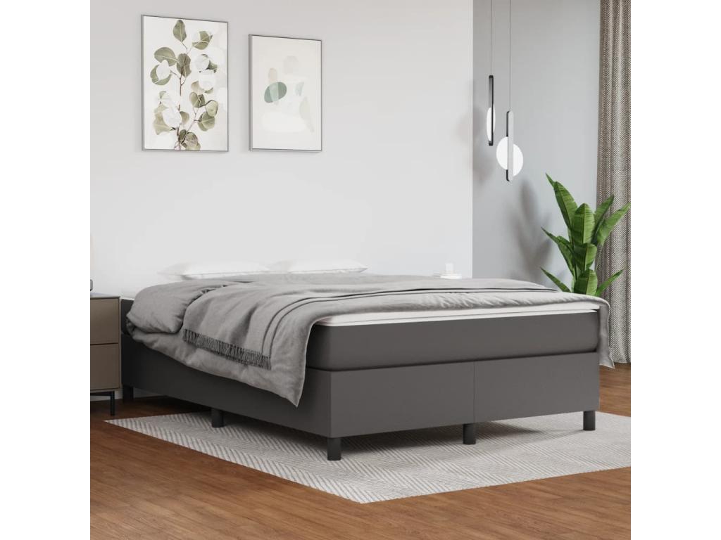 Gray Faux Leather Bed, 140 x 190 cm