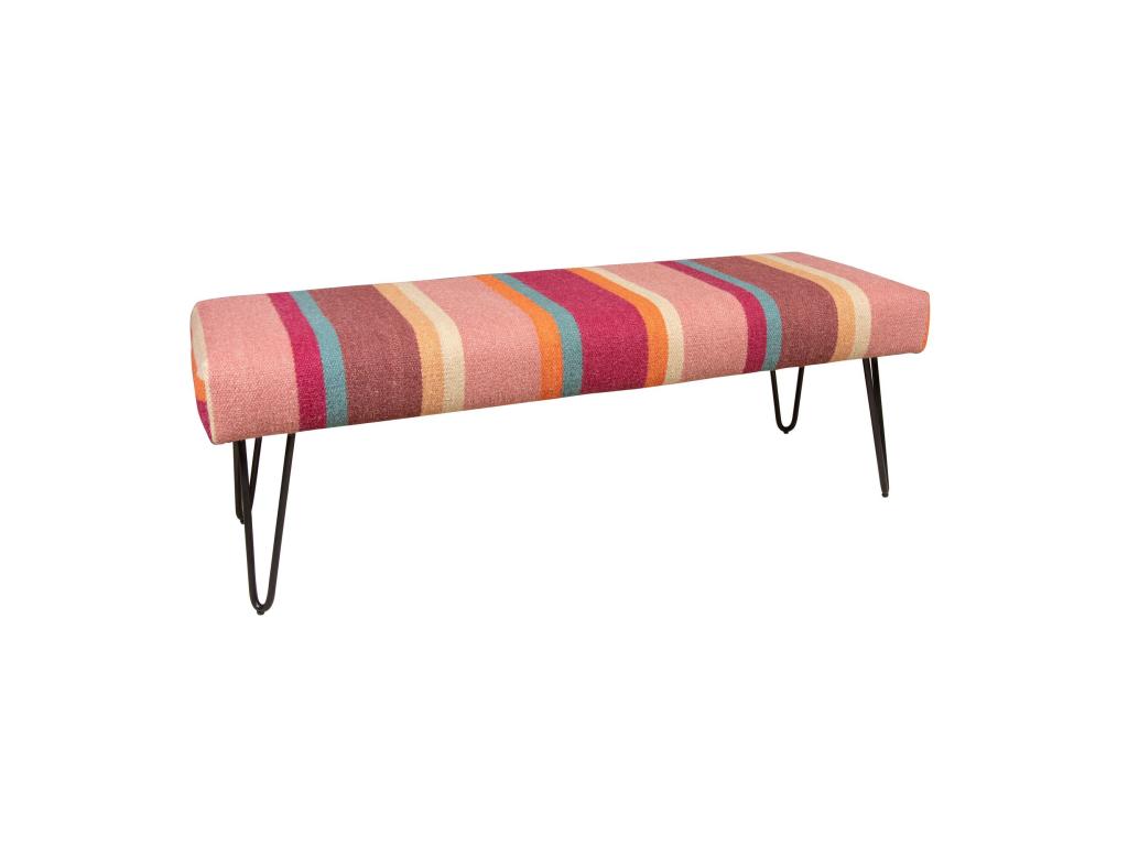 Black Fabric Bench, 120 x 40 x 42 cm