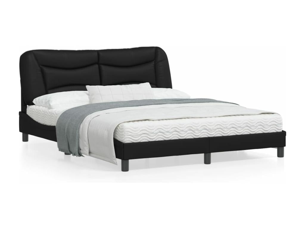 Black Faux Leather Bed Frame, 160 x 200 cm