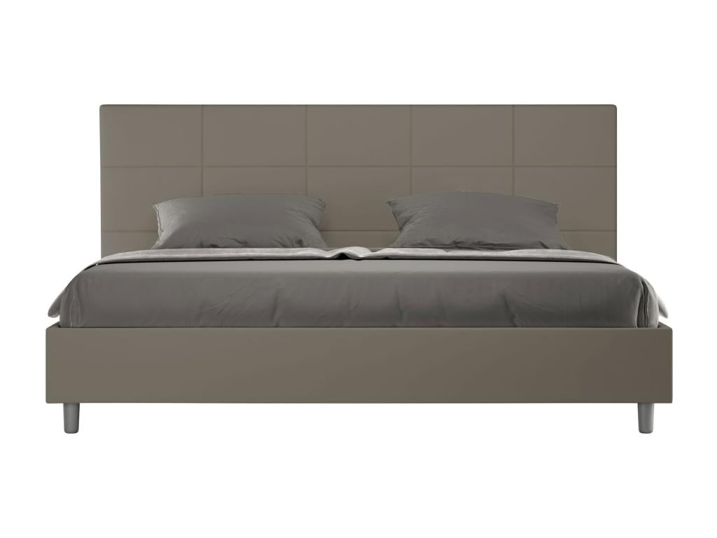 Brown Faux Leather Bed, 200 x 200 cm