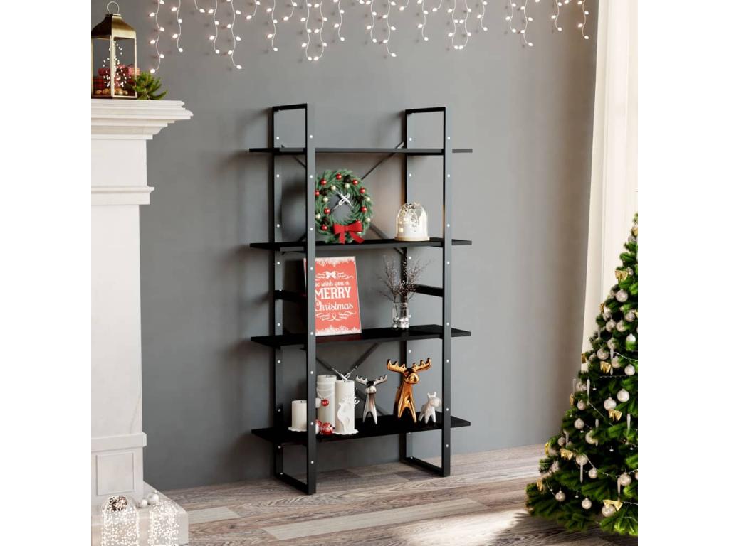 Black Engineered Wood Bookcase, 80 x 30 x 140 cm