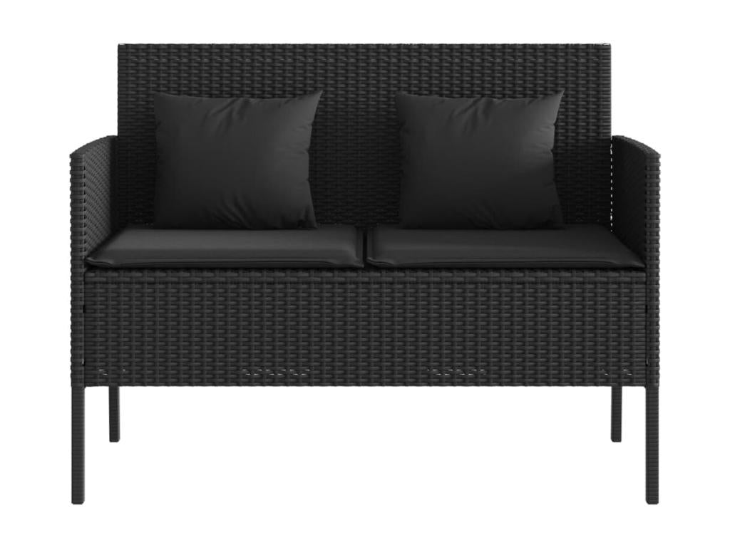 Black Woven Resin Wicker Bench