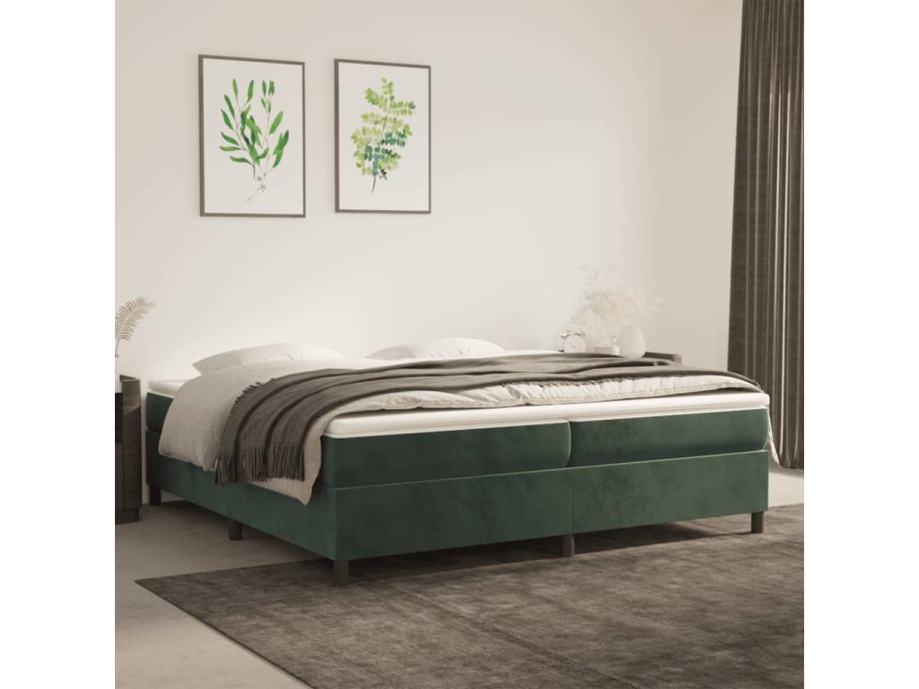 Green Velvet Bed, 200 x 200 cm