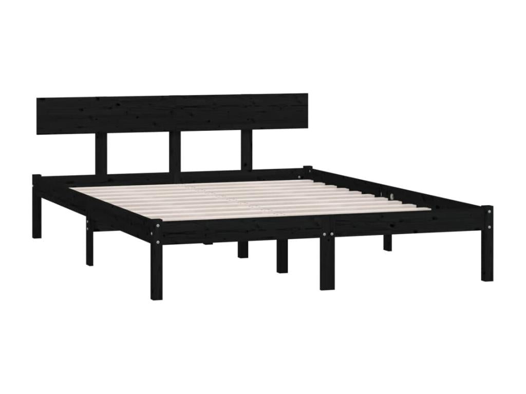 Black Pine Wood Bed Frame, 150 x 200 cm