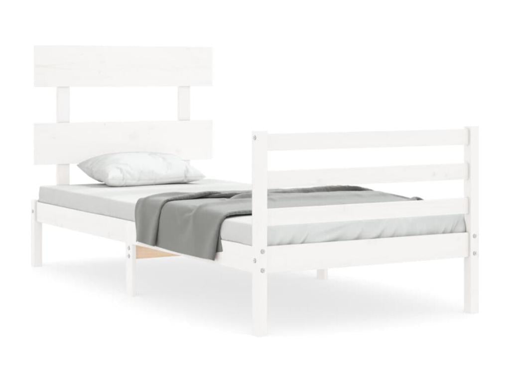 White Solid Wood Bed Frame, 100 x 200 cm