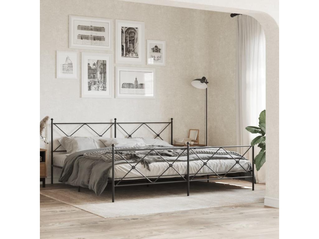 Black Metal Bed Frame, 200 x 200 cm
