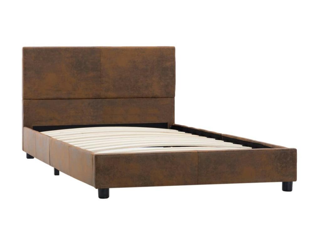 Natural Faux Leather Bed, 100 x 200 cm