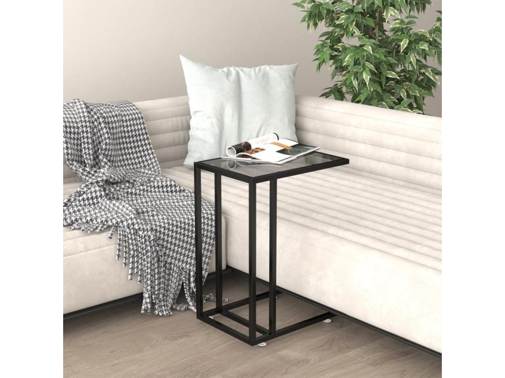 Black Glass Side Table, 50 x 35 x 65 cm