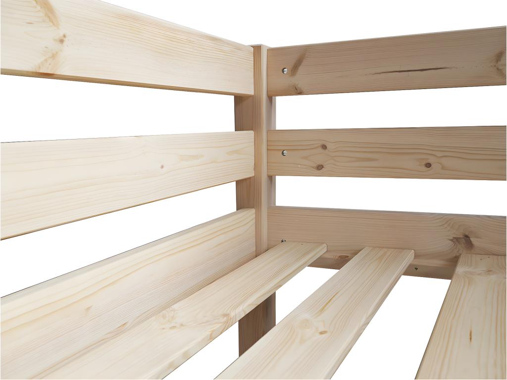Natural Solid Wood Bed, 90 x 190 cm