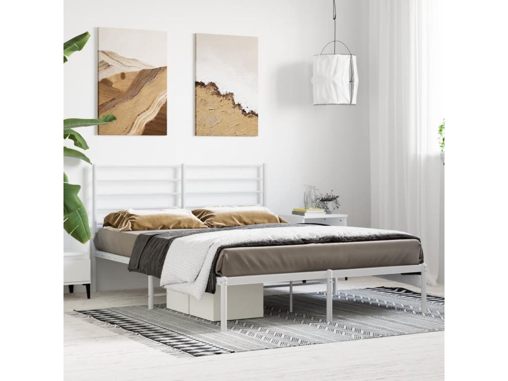 White Metal Bed Frame, 150 x 200 cm