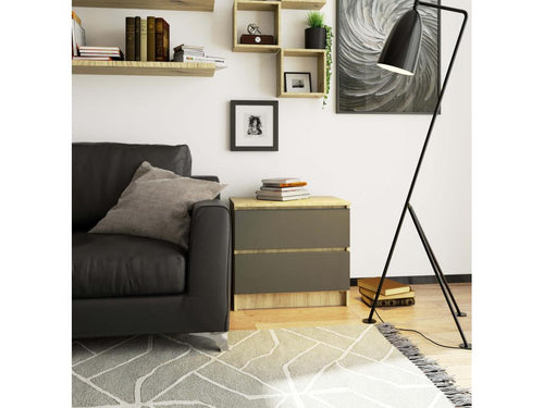 Anthracite Oak Wood Table, 60 x 40 x 55 cm