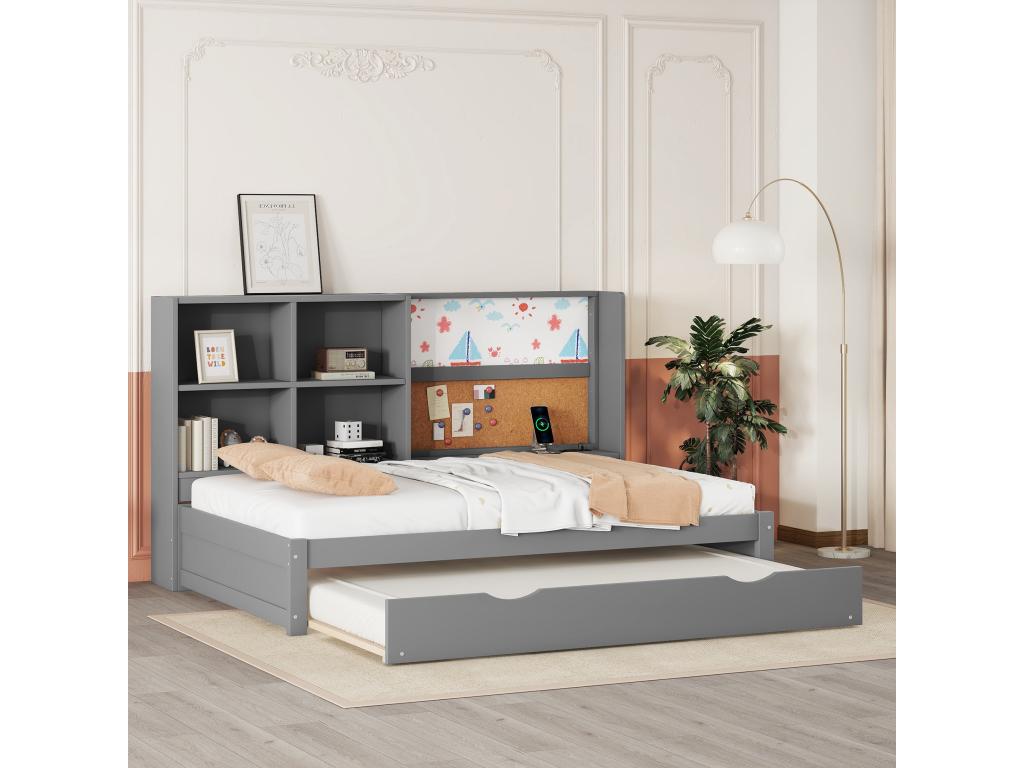 Gray Bed, 90 x 200 cm