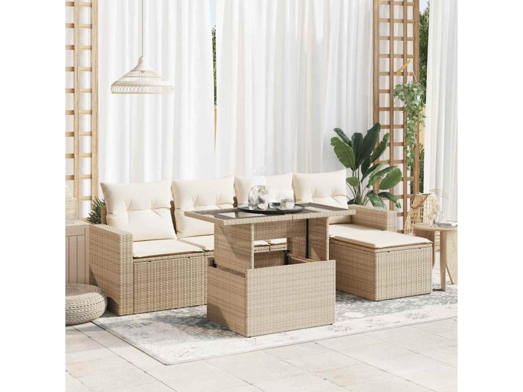 Beige Woven Resin Wicker Outdoor Furniture Set - dlz1766580389907