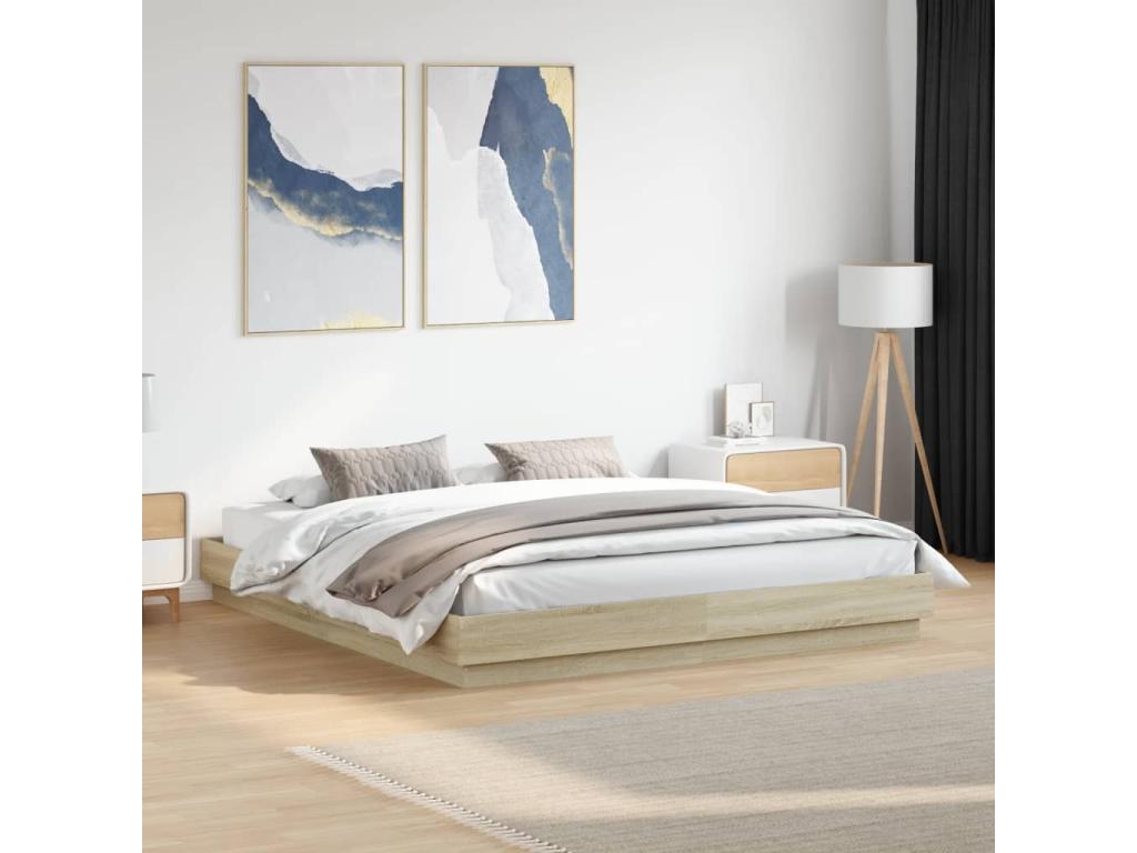 Natural Engineered Wood Bed Frame, 180 x 200 cm