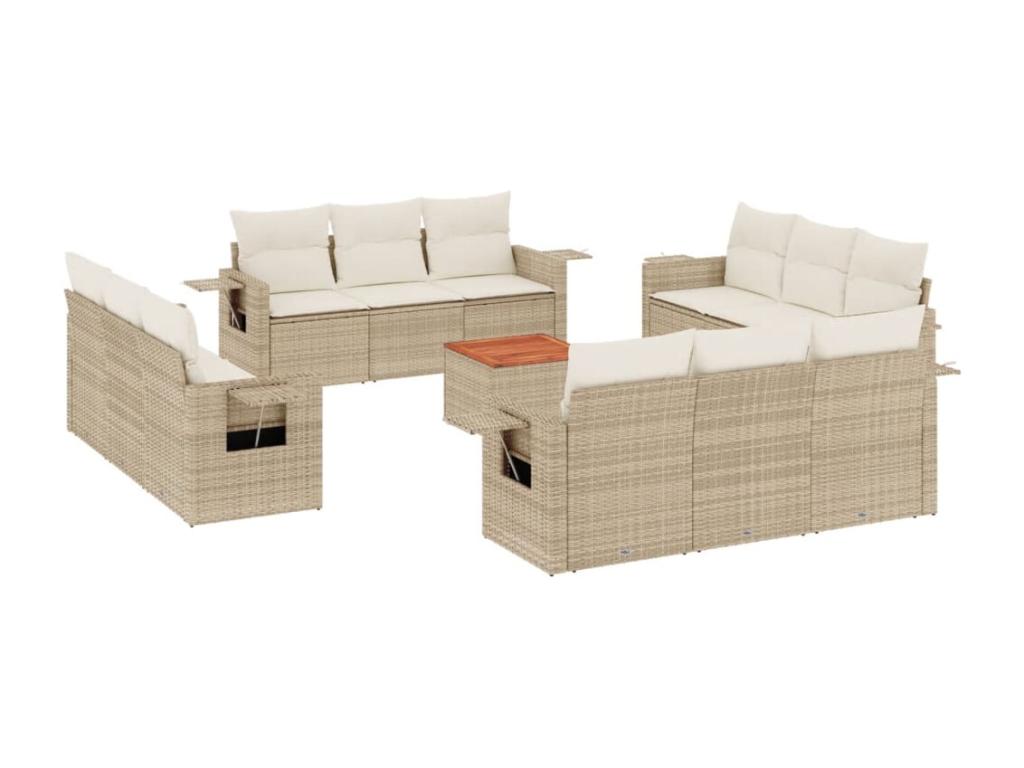 Beige Woven Resin Wicker Outdoor Furniture Set - dlz1766580921036