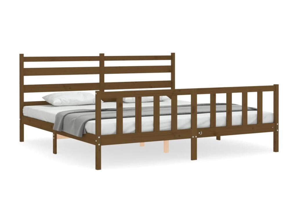 Brown Solid Wood Bed Frame, 200 x 200 cm - dlz1766580957044
