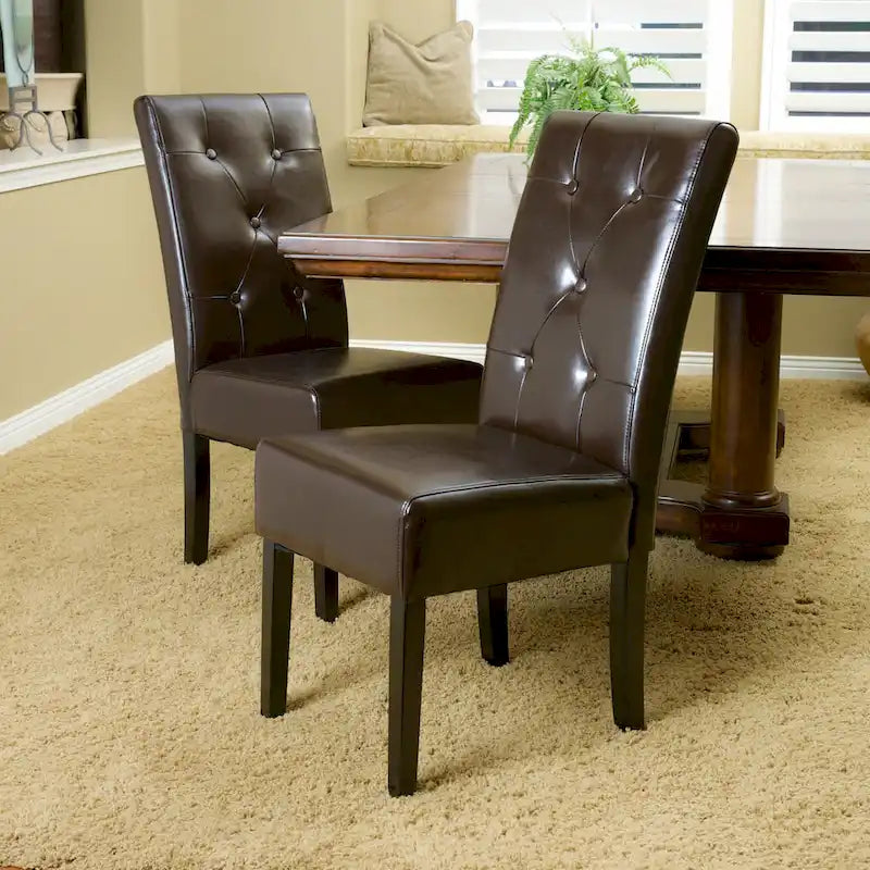 Taylor Brown Bonded Leather Dining Chair (Set of 2) by Christopher Knight Home