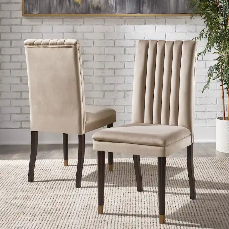 Noricum Velvet Channel Back Dining Chairs (Set of 2)