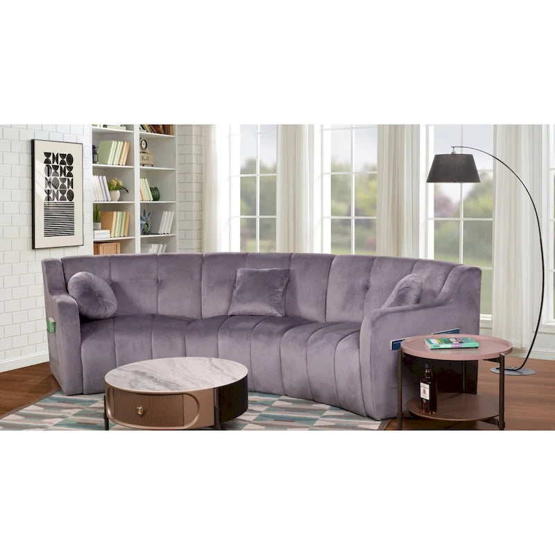 Velvet Curved sofa 3 Seats Symmetrical Modular legless sofa Corner Sectional Round couches - 127